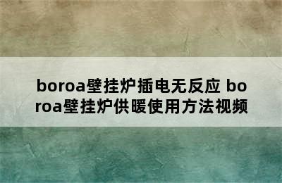 boroa壁挂炉插电无反应 boroa壁挂炉供暖使用方法视频